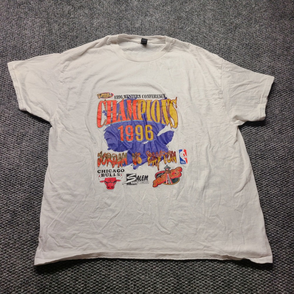 Salem Sportswear 1996 NBA Finals Jordan vs Payton Bulls Sonics T-Shirt XL